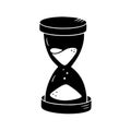 Hourglass silhouette in simple style, vector illustration. Sketch sand clock for prind and design. Isolated element on a Royalty Free Stock Photo