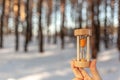 Hourglass in the snow. Spring is coming. melting snow Royalty Free Stock Photo