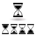 Hourglass stages icon set. Simple black flat design style on white background with shadow. Trendy logo vector Royalty Free Stock Photo