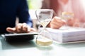 Hourglass And Time Crunch With Document Royalty Free Stock Photo