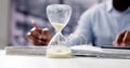 Hourglass And Time Crunch With Document Royalty Free Stock Photo