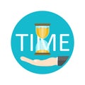 Hourglass time hand concept flat vector Royalty Free Stock Photo