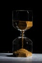 Hourglass of time isolated on black background Royalty Free Stock Photo