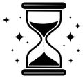 Hourglass Time Passing Black and White Illustration with Stars Countdown Moment Sand Timer Royalty Free Stock Photo