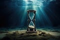 hourglass under water AI generated Royalty Free Stock Photo