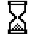 Hourglass vector icon. Vector 8-bit retrowave and vaporwave style illustration.