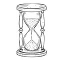 Hourglass vector illustration. Drawing of antique Sandglass painted by black inks in outline style. Hand drawn sketch of Royalty Free Stock Photo