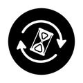 Hourglass, waiting, loading icon. Black vector sketch