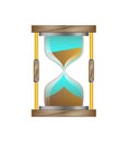 Hourglass with wooden base on a white background