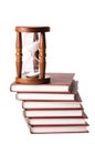Hourglasses and book isolated Royalty Free Stock Photo