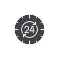 24 hours , around the clock icon vector, filled flat sign, solid pictogram isolated on white. Royalty Free Stock Photo