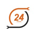 24 hours auto service symbol icon illustration Royalty Free Stock Photo