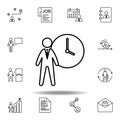 Hours, businessman, schedule icon. Set of hr elements. Can be used for web, logo, mobile app, UI, UX