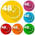 48 hours circular icons set with long shadow