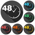 48 hours circular icons set with long shadow