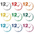 12 hours circular icons set