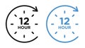 12 hours clock line icon set Royalty Free Stock Photo