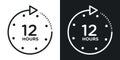 12 hours clock line icon set
