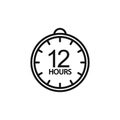 12 hours clock line icon set