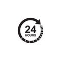 24 hours clock sign icon in flat style. Twenty four hour open vector illustration on white isolated. Timetable business