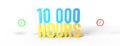 10000 hours concept on white backgound. Number of hours to become a professional. Isolated on white background. 3d Royalty Free Stock Photo