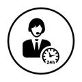 24 hours customer support black icon