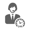 24 hours customer support gray icon