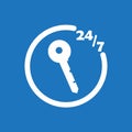 24 hours 7days locksmith icon flat vector design illustration