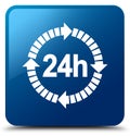 24 hours delivery icon blue square button Royalty Free Stock Photo