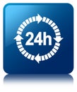 24 hours delivery icon blue square button Royalty Free Stock Photo