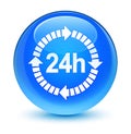 24 hours delivery icon glassy cyan blue round button Royalty Free Stock Photo