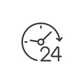 24 hours delivery, icon in line design. 24-hours, delivery, express, shipping, fast, service, quick on white background