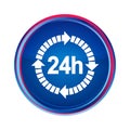 24 hours delivery icon silky blue round button aqua design illustration