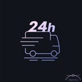 24 hours delivery icon with van, vector Royalty Free Stock Photo