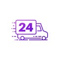 24 hours delivery icon on white Royalty Free Stock Photo