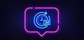 24 hours delivery line icon. Time sign. Neon light speech bubble. Vector Royalty Free Stock Photo
