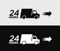 24 hours delivery truck vector icon