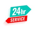 24 hours everyday open service label with arrow