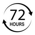 72 hours icon. 72 h sign. 72 hours service symbol. flat style