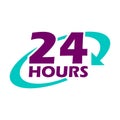 The 24 hours icon. Twenty-four hours open symbol