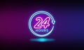 24 hours neon sign symbol Royalty Free Stock Photo