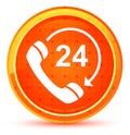 24 hours open phone rotate arrow icon natural orange round button Royalty Free Stock Photo