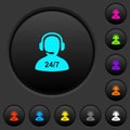 24 hours operator service dark push buttons with color icons