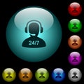 24 hours operator service icons in color illuminated glass buttons