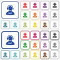 24 hours operator service outlined flat color icons Royalty Free Stock Photo