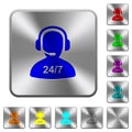 24 hours operator service rounded square steel buttons Royalty Free Stock Photo