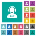 24 hours operator service square flat multi colored icons Royalty Free Stock Photo