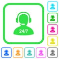 24 hours operator service vivid colored flat icons