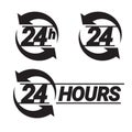 24 hours order execution or delivery service icons.