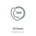 24 hours outline vector icon. Thin line black 24 hours icon, flat vector simple element illustration from editable customer Royalty Free Stock Photo